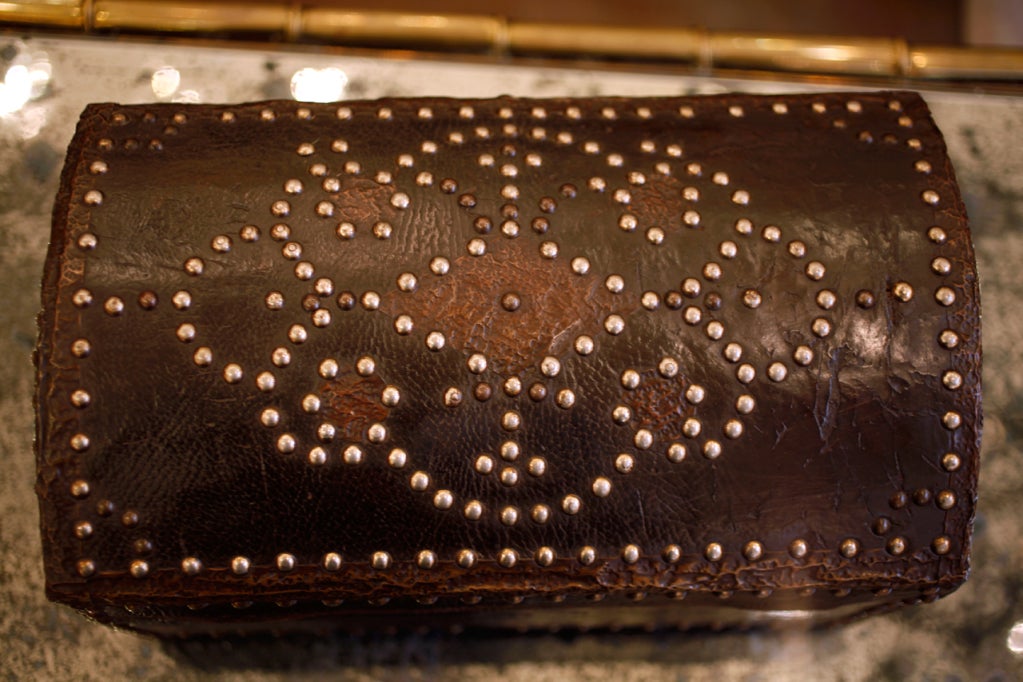 Antique Studded Leather Box 3