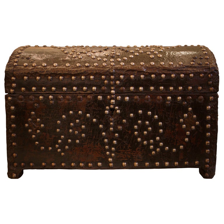 Antique Studded Leather Box