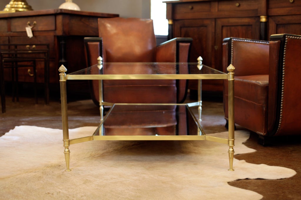 Mid-20th Century Maison Bagues Brass & Glass Coffee Table