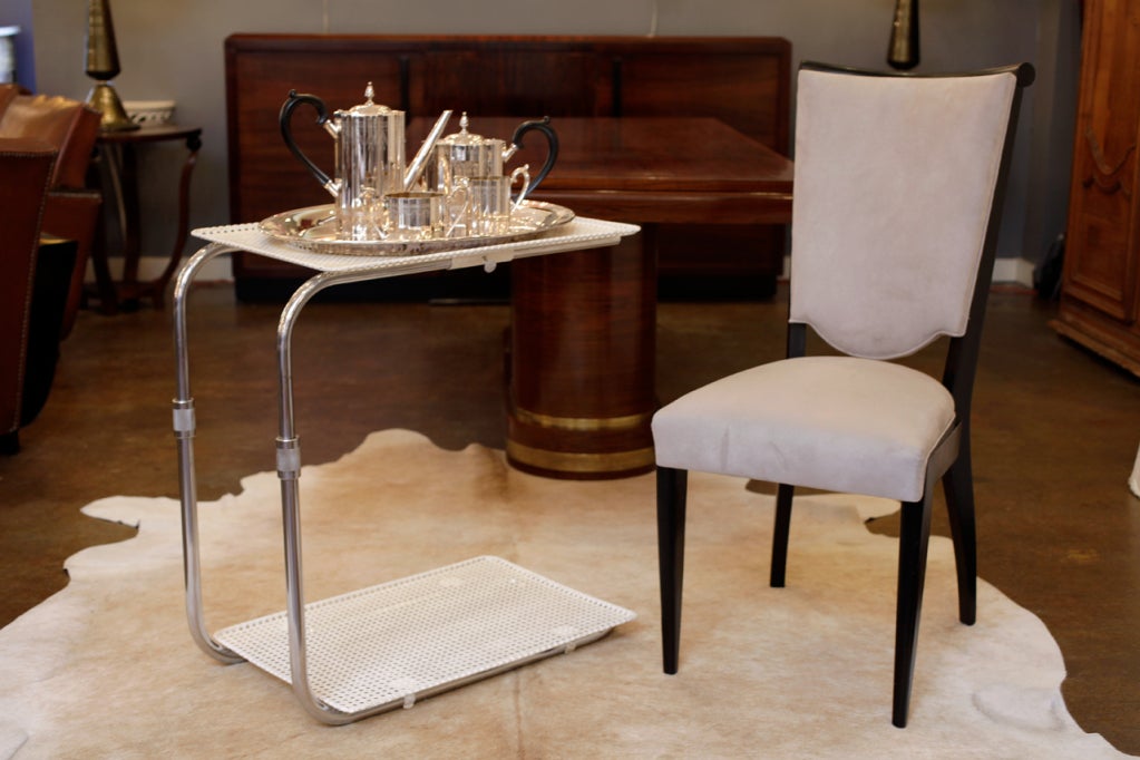 Perforated Metal and Chrome Tray Table by Mategot