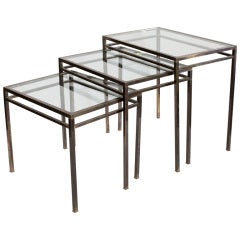 Set of Patinated Brass by Maison Jansen Nesting Tables