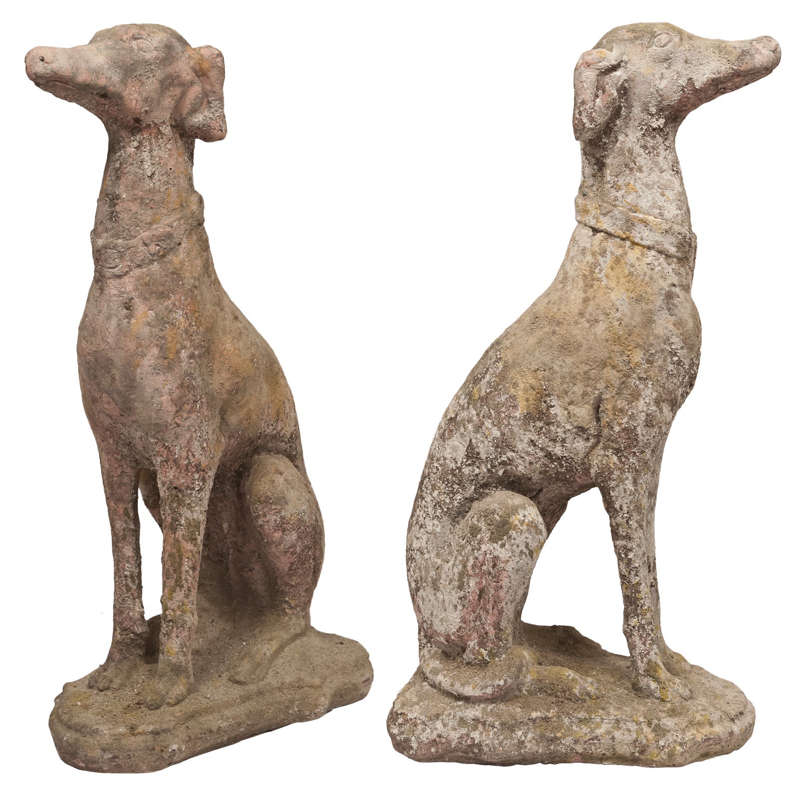 Pair of Vintage Stone Greyhounds