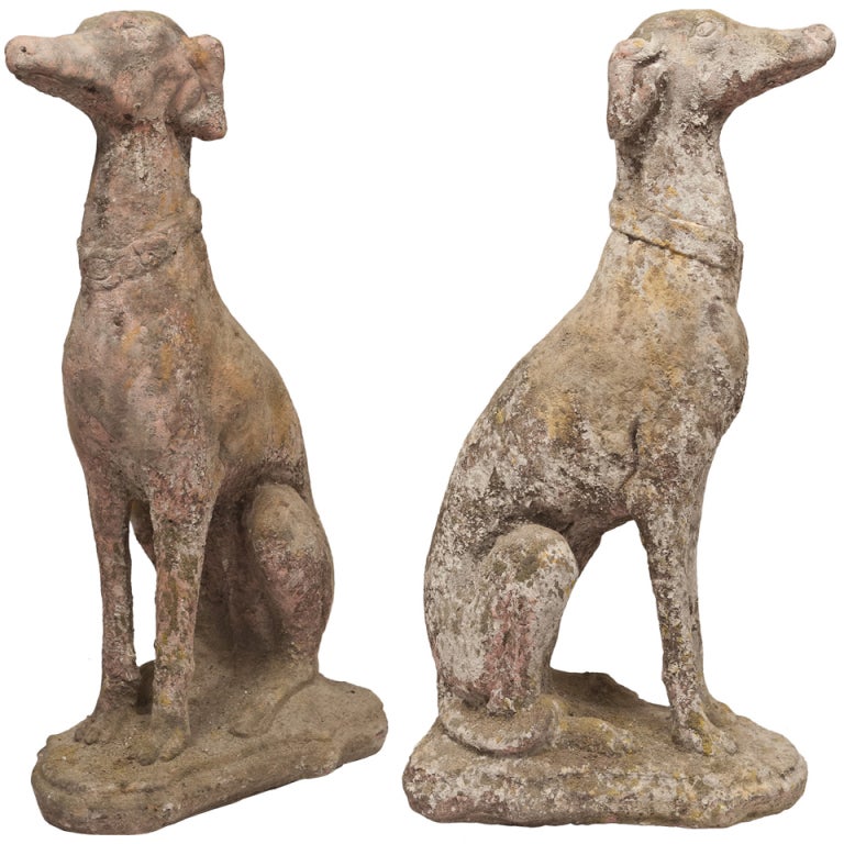 Pair of Vintage Stone Greyhounds at 1stDibs stone greyhound statue