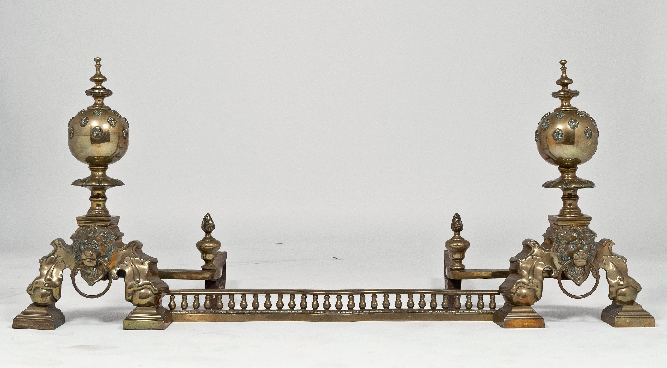 French Pair of Cast Bronze Andirons from Bourbons Family