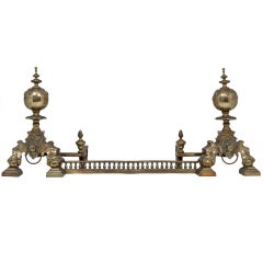 French Pair of Cast Bronze Andirons from Bourbons Family