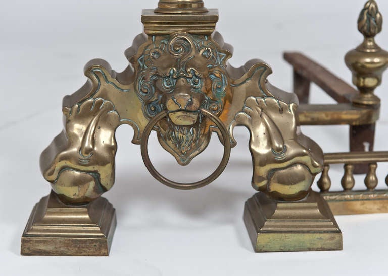 French Pair of Cast Bronze Andirons from Bourbons Family 2