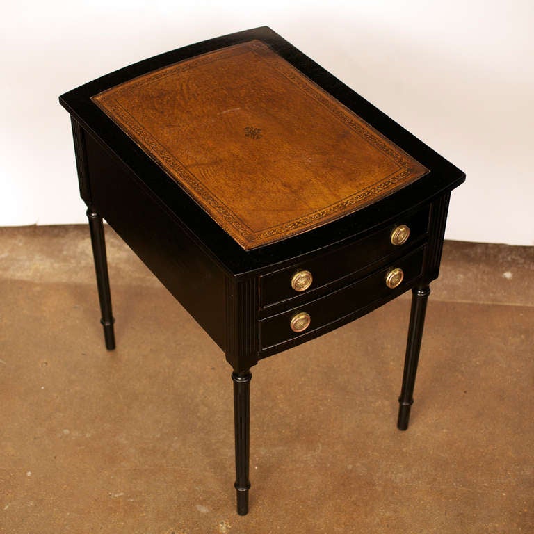 Mahogany English Pair of Leather Top Side Tables