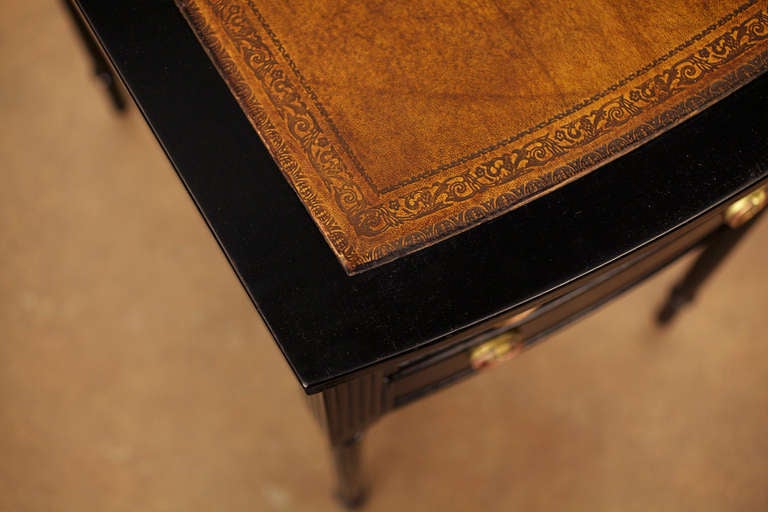 English Pair of Leather Top Side Tables 1