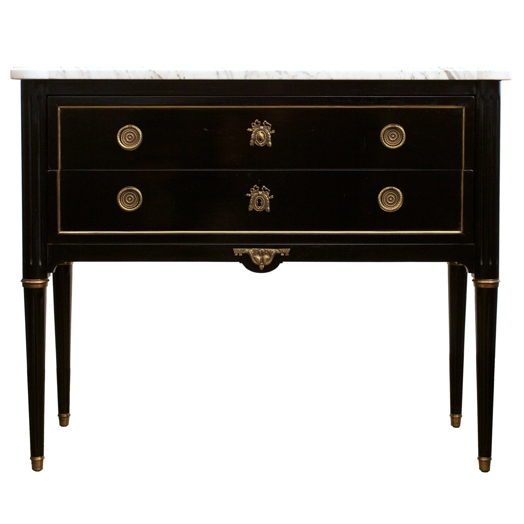 Louis XVI Carrara Marble & Mahogany Chest of Drawers