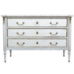 French Antique Louis XVI Marble Top Chest