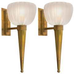 Pair of Murano Glass Torchère Sconces