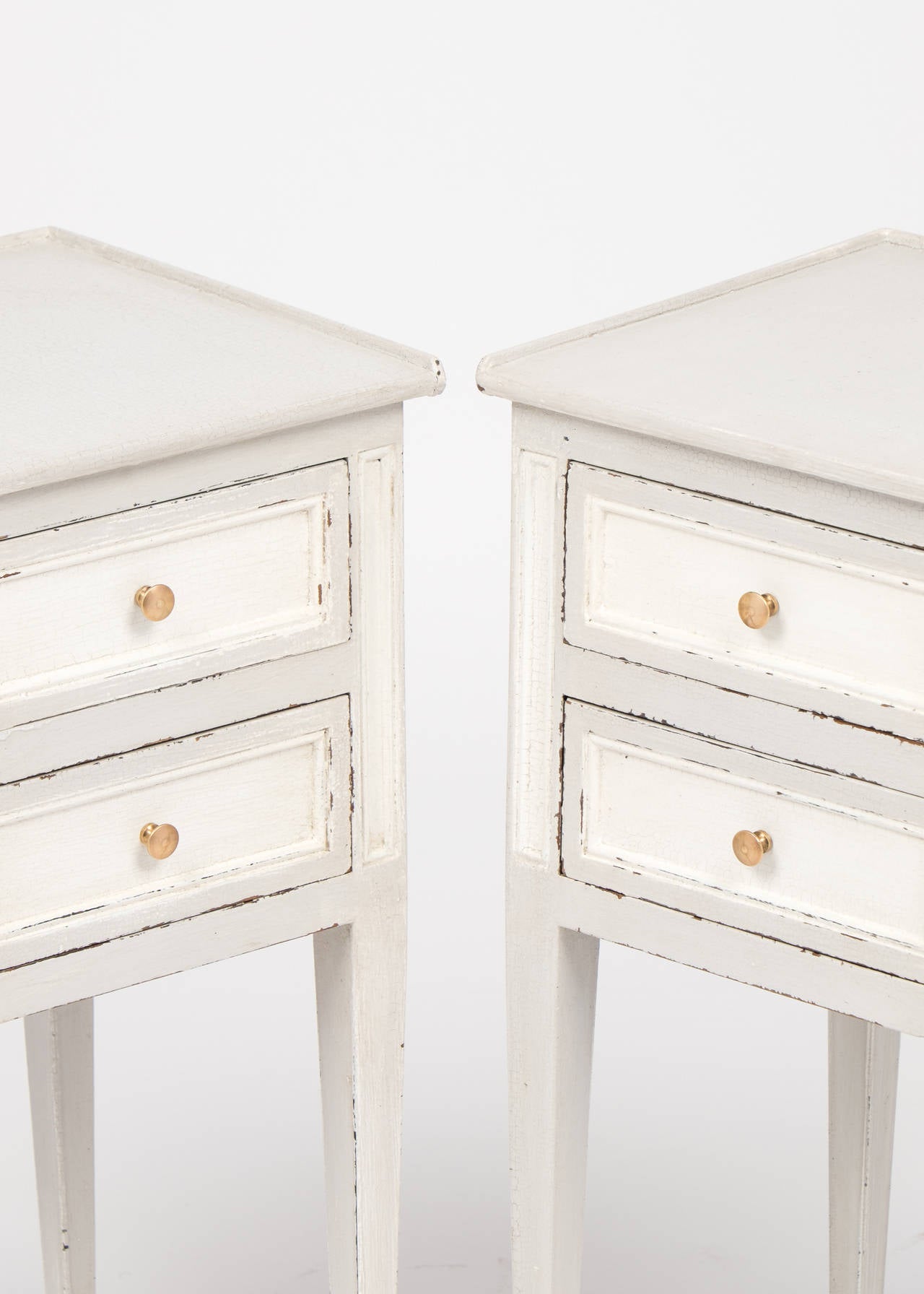 Fruitwood French Directoire Pair of Painted Side Tables
