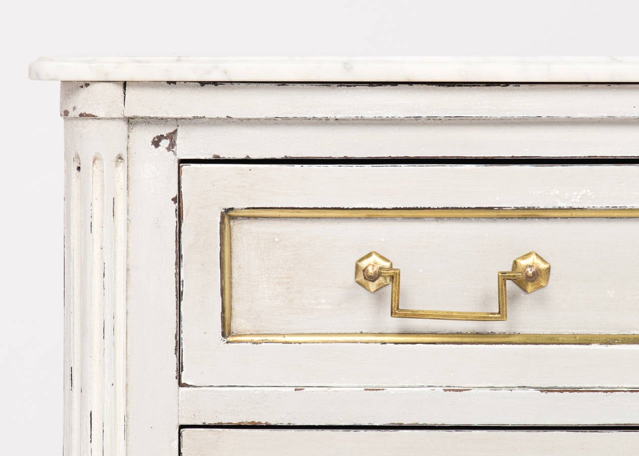 Brass Louis XVI Marble-Top Chest of Drawers