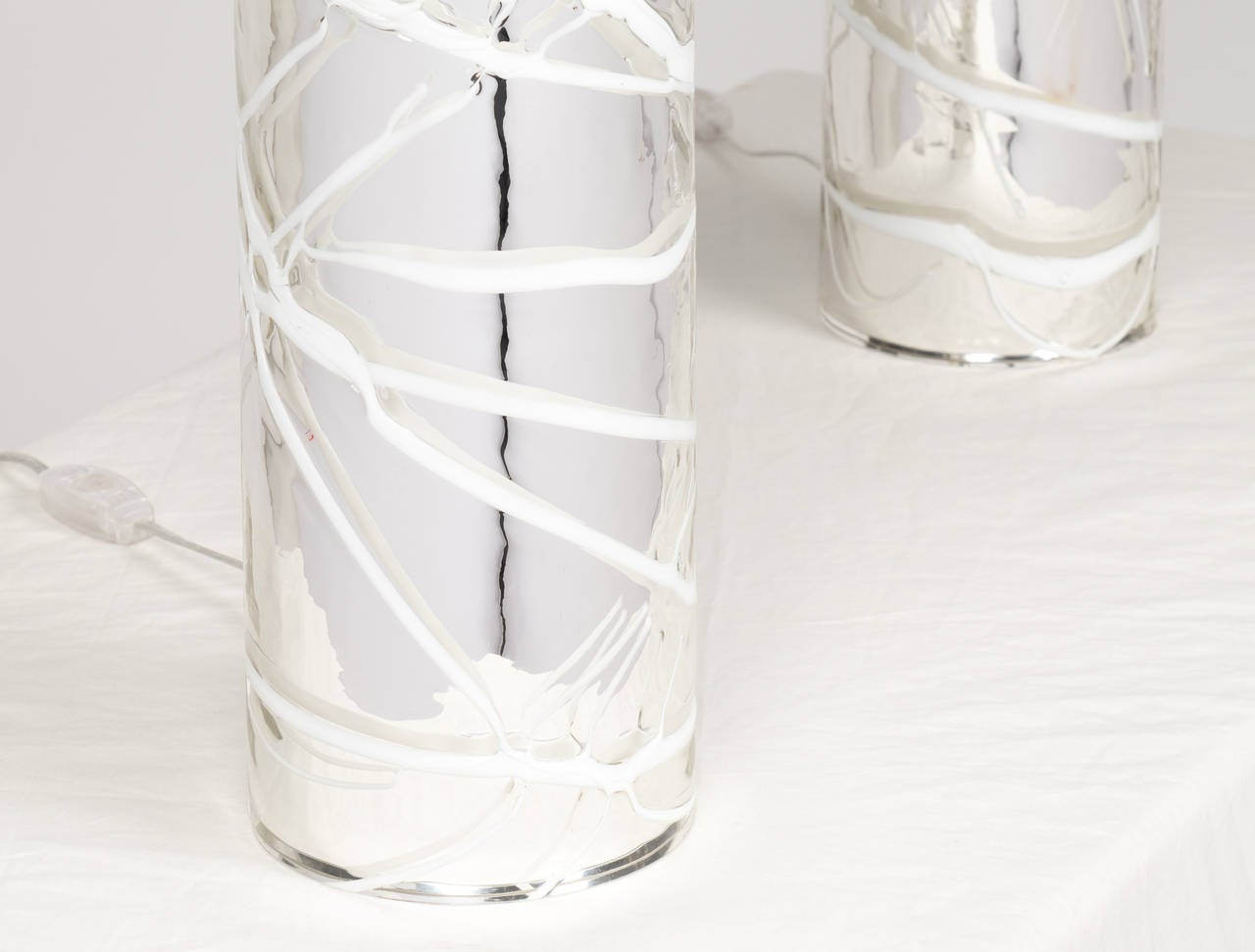 Pair of Murano Mercury Glass Lamps 1