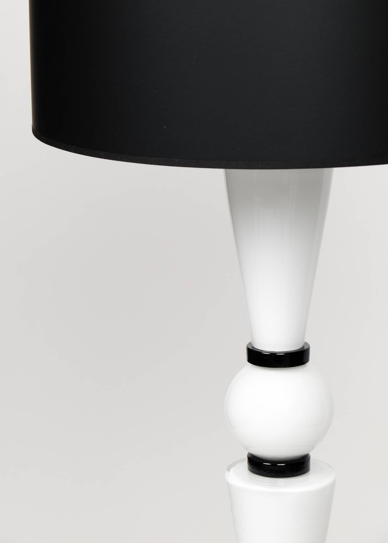 Italian Murano Jet Black and Pure White Glass Lamps