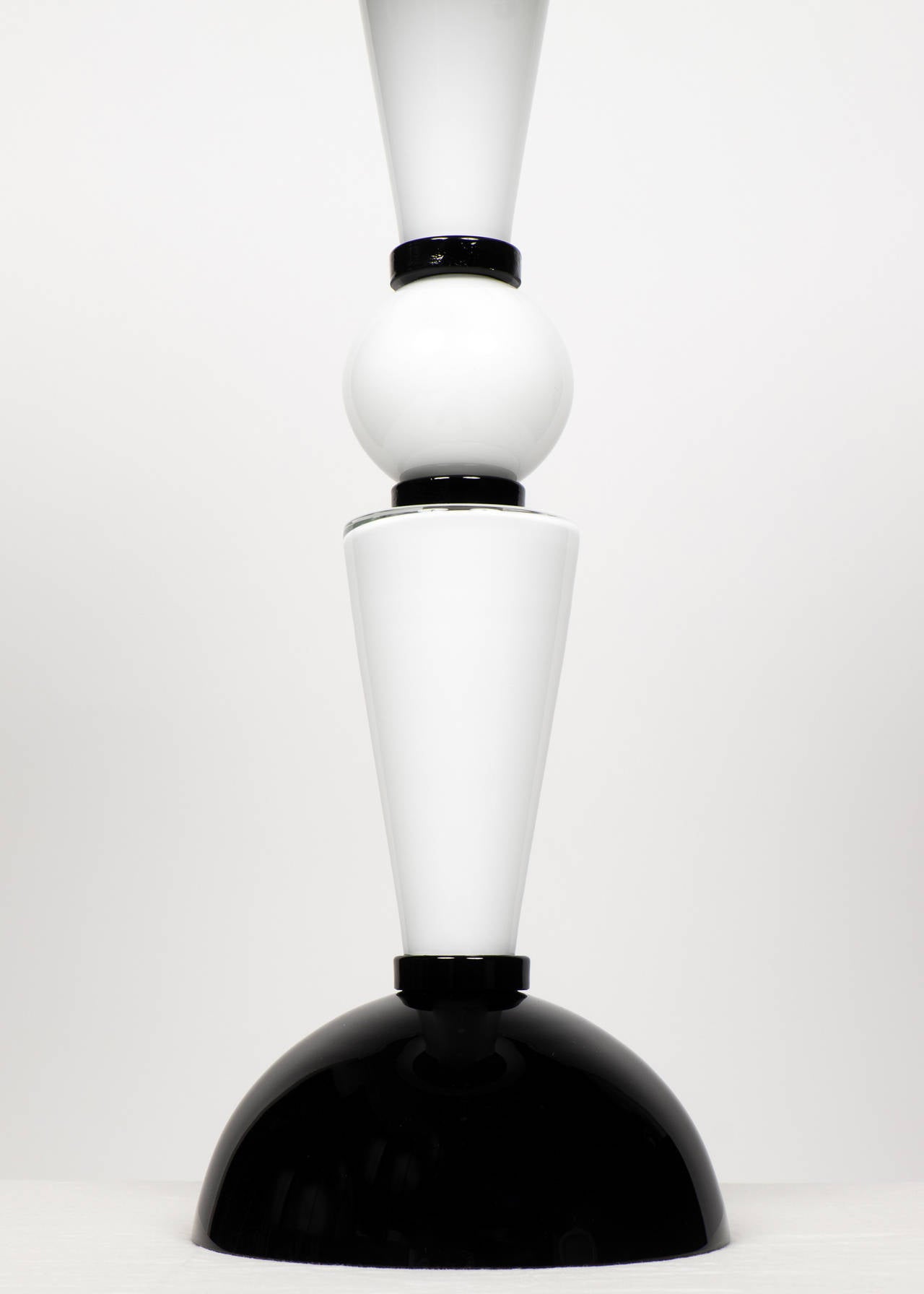 Murano Glass Murano Jet Black and Pure White Glass Lamps