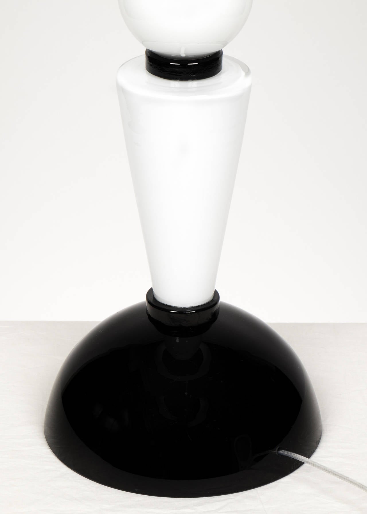 Murano Jet Black and Pure White Glass Lamps 2