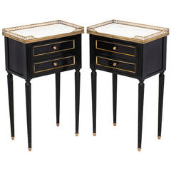 French Louis XVI Ebonized Side Tables