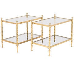 Vintage Pair of Gilt Brass Tables by Valenti