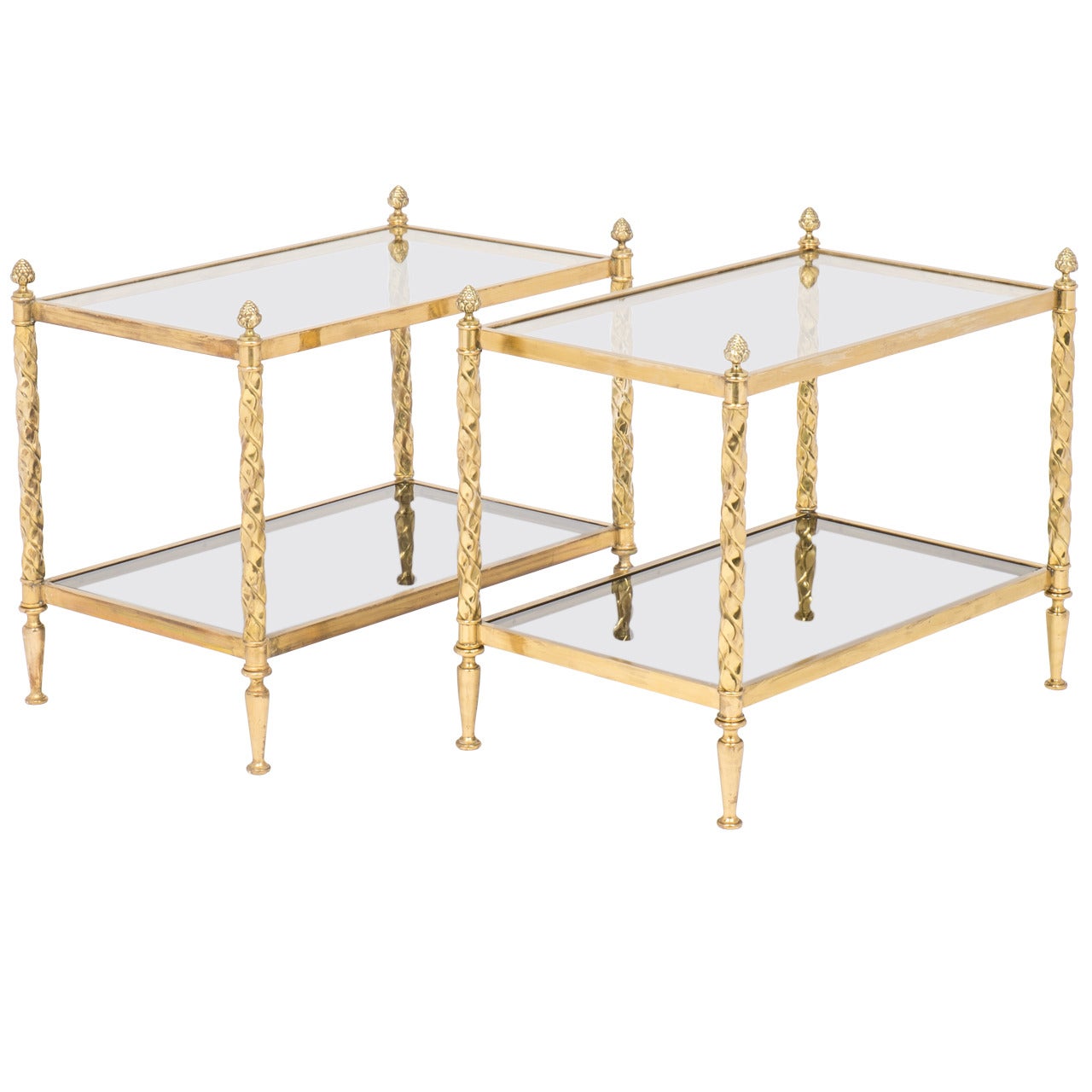 Vintage Pair of Gilt Brass Tables by Valenti