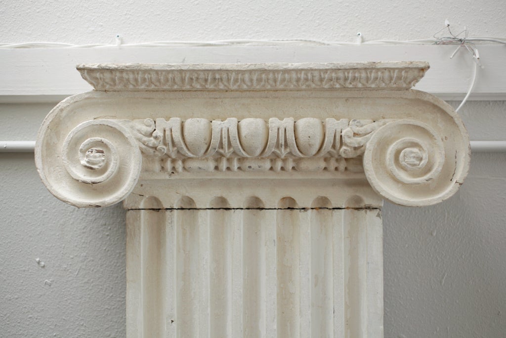 19th Century Neoclassic Pair of 10' Tall Hand Painted Oak Pilasters