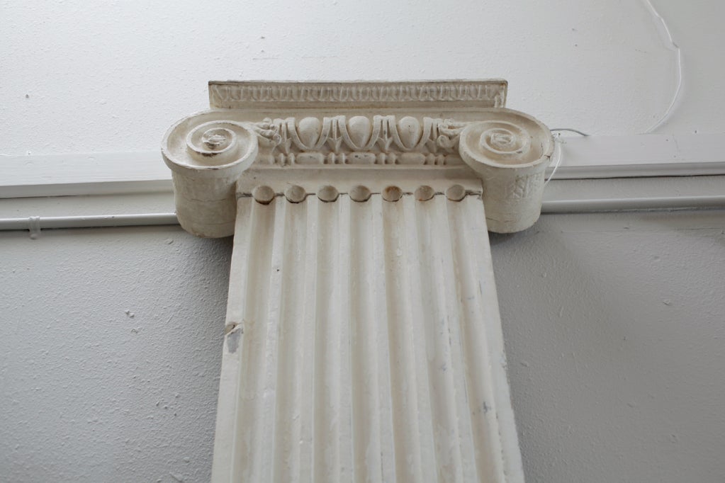 Neoclassic Pair of 10' Tall Hand Painted Oak Pilasters 2