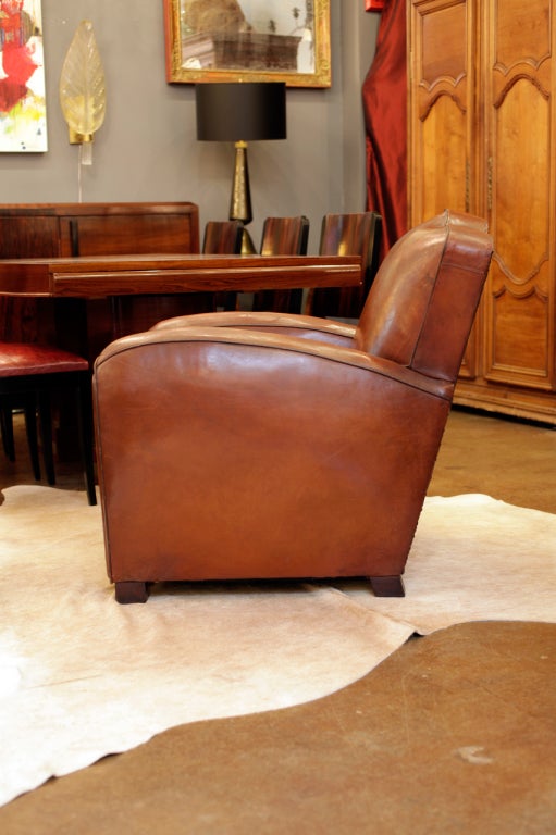 Mid-20th Century Art Deco Period Leather Club Chair