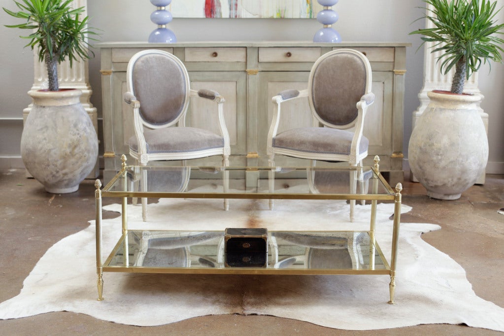 Maison Jansen French Vintage Brass & Glass Coffee Table