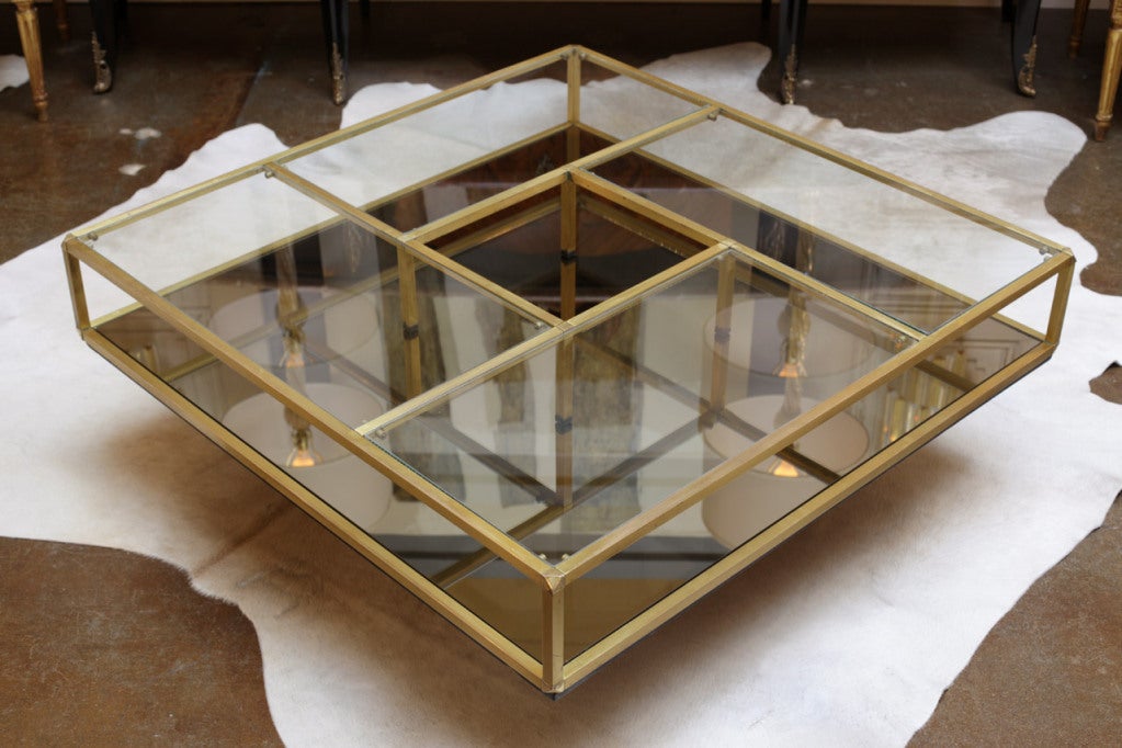 Brass Fine French Vintage Square Coffee Table