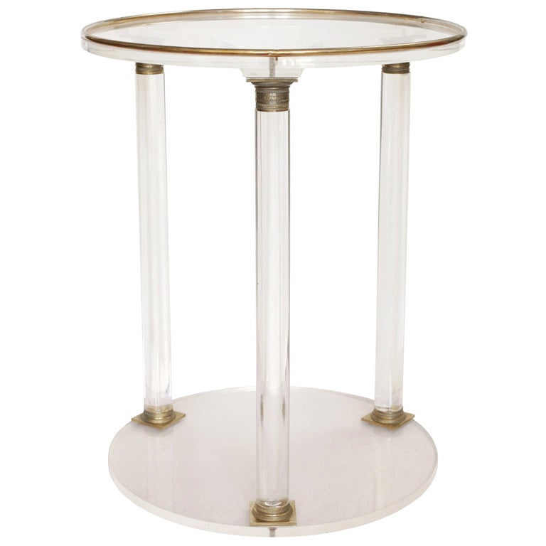 French Vintage Lucite & Bronze Gueridon