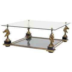 Maison Charles Brass, Bronze, and Glass Coffee Table