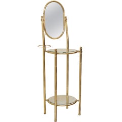 French Vintage Brass & Mirror Vanity