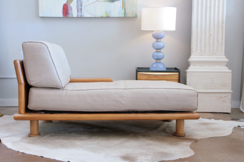 Italian Modernist Leather Chaise by Mario Bellini In Good Condition In Austin, TX