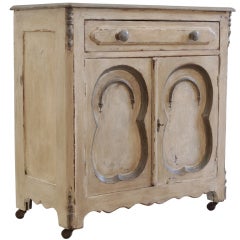 Antique Gustavian Hand Painted Fruitwood Buffet on Casters
