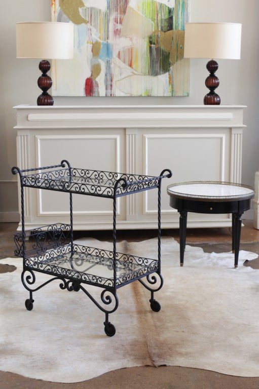 French Vintage Forged Iron Bar Cart