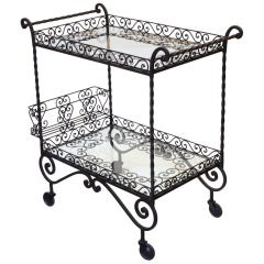 French Antique Forged Iron Bar Cart