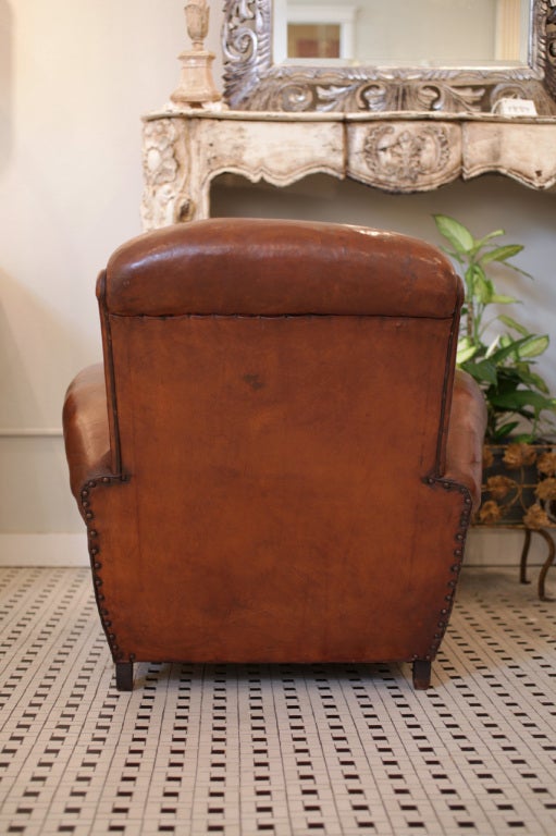 Lambskin French Vintage Pair of Leather Club Chairs