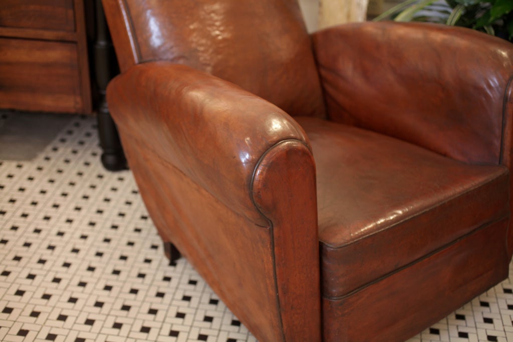 French Vintage Pair of Leather Club Chairs 4