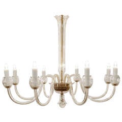Vintage Murano Amber Glass 8 Arm Chandelier