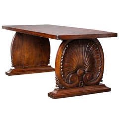 French Carved Chestnut Altar Table From The Alps