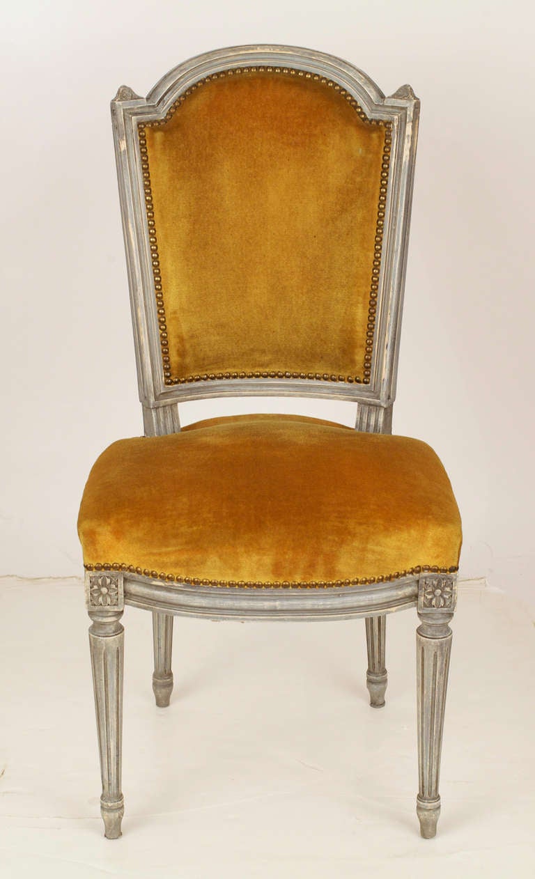 Louis XVI Blue Patina Dining Chairs at 1stdibs