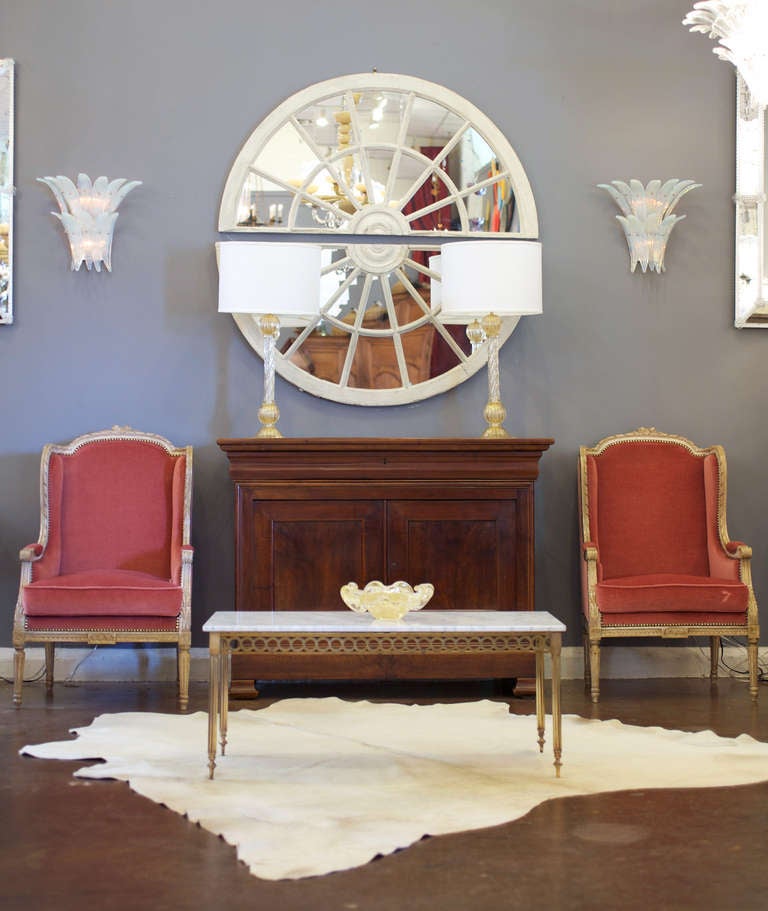French Art Deco Marble & Brass Coffee Table