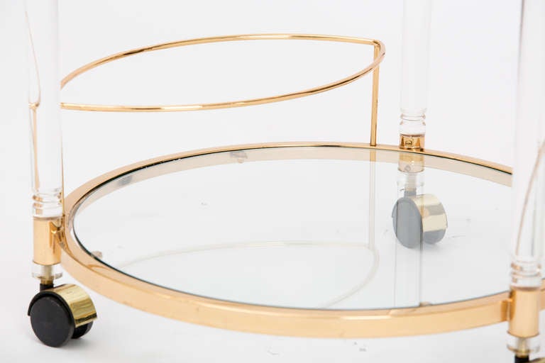 Midcentury Bar Cart in Lucite & Gilt Brass 4