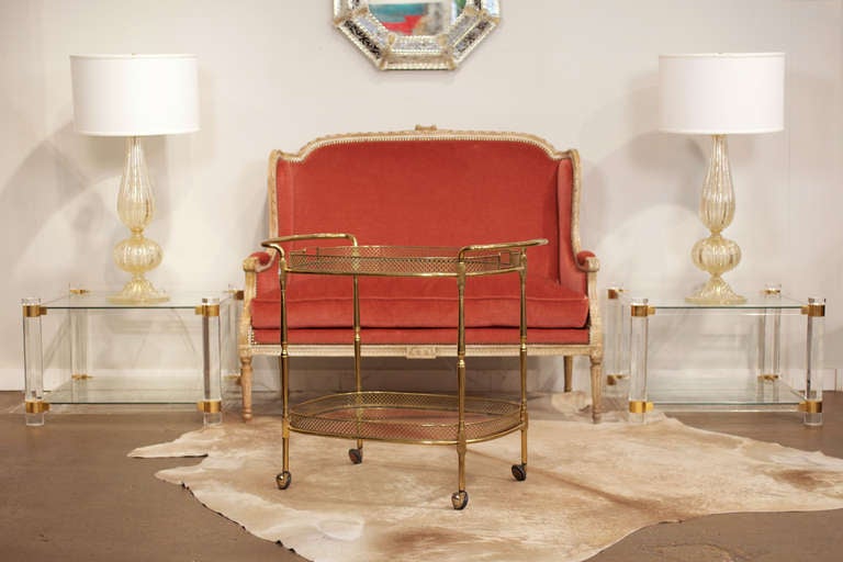 Italian Brass & Glass Bar Cart
