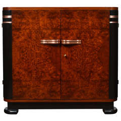French Art Deco Burled Elm Buffet or Bar