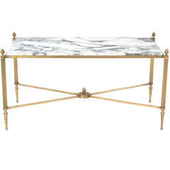 French Carrara Marble Top Maison Bagues Coffee Table