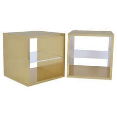 Retro Brass and Lucite Cube Tables