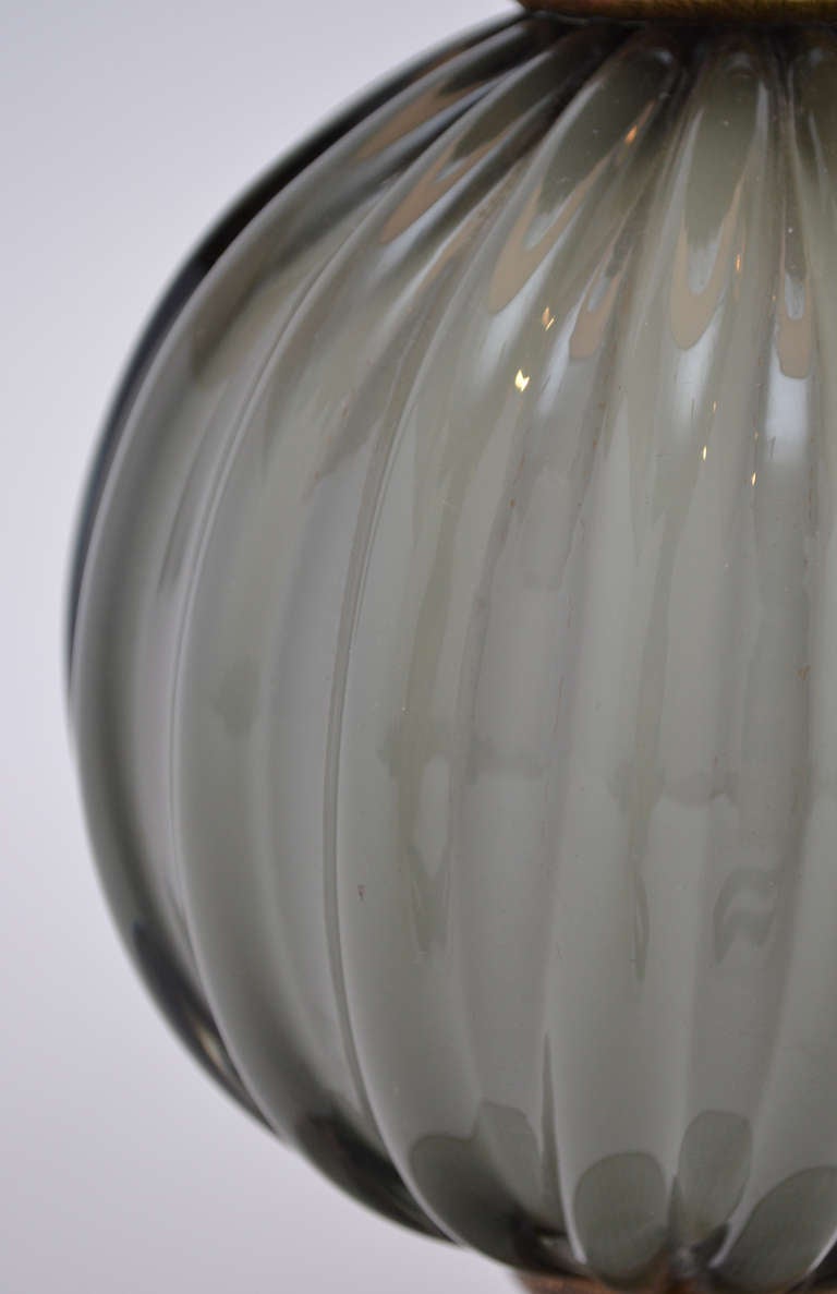 Gray Murano Glass Pair of Lamps 1