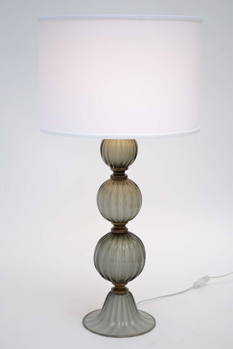 Gray Murano Glass Pair of Lamps 3