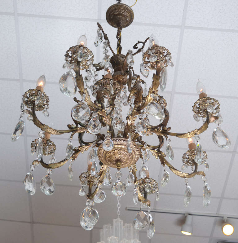 19th Century French Antique Louis XIV Bronze and Crystal Chandelier